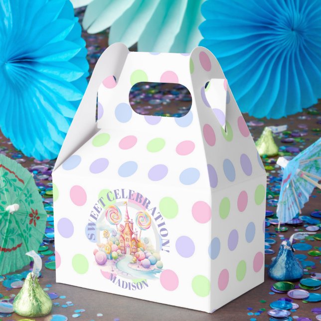 Whimsical Watercolor Pastel Candyland Birthday Favor Boxes (Party)