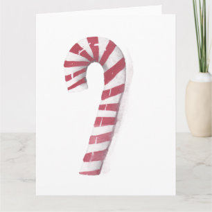 Whimsical Watercolor Peppermint Candy Cane Thank You Card