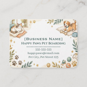 Whimsical Watercolor Pet Boarding Customizable Business Card