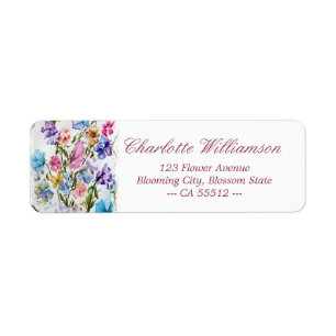 Whimsical Watercolor Pink Butterfly Address Label