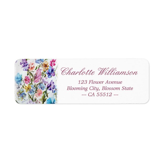Whimsical Watercolor Pink Butterfly Address Label (Front)