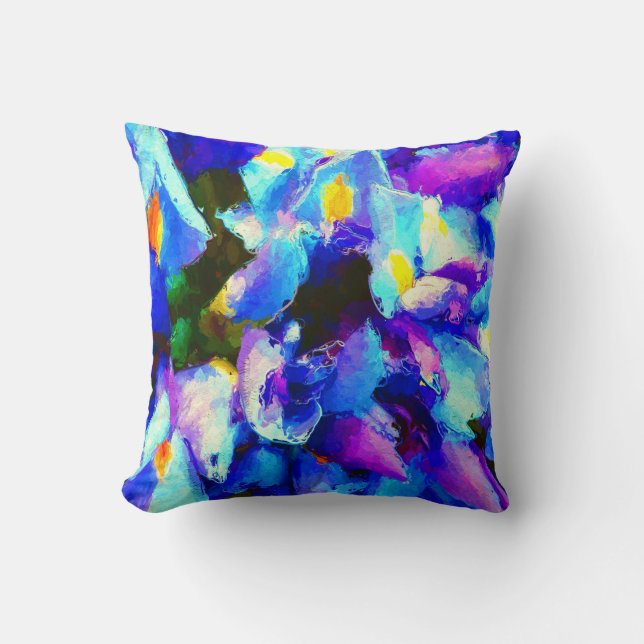 Whimsical Watercolor Purple Iris Throw Pillow (Front)