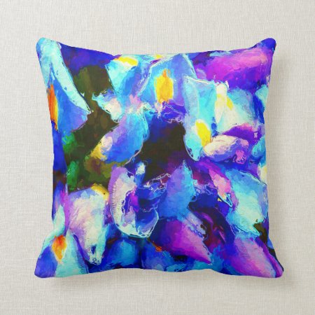 Whimsical Watercolor Purple Iris Throw Pillow
