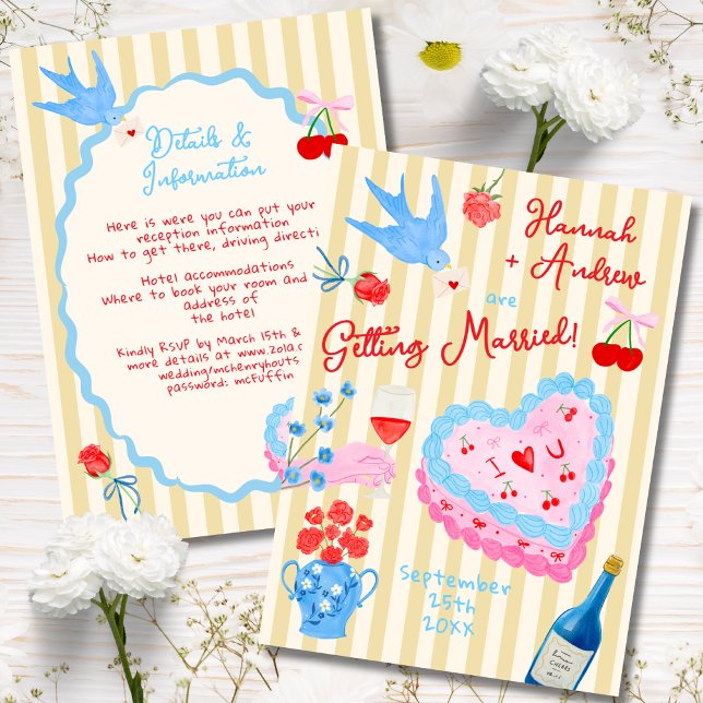 Whimsical watercolor quirky Wedding Invitation (Creator Uploaded)