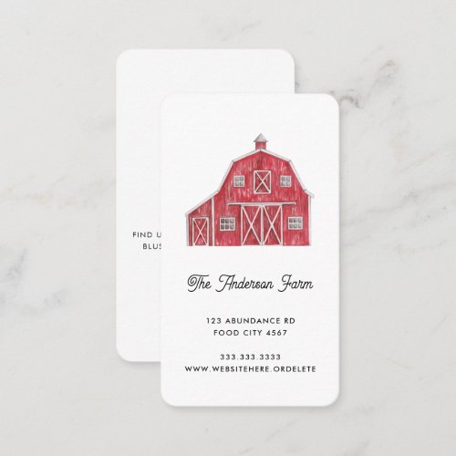 Whimsical Watercolor Red Barn Homestead Farm Business Card