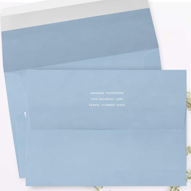 Whimsical Watercolor Simple Blue 5x7  Envelope (Watercolor baby blue simple envelopes)