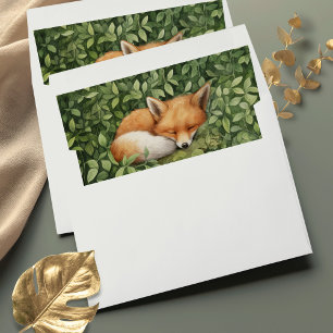 Whimsical Watercolor Sleeping Fox Baby Shower Envelope Liner