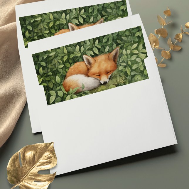 Whimsical Watercolor Sleeping Fox Baby Shower Envelope Liner (Creator Uploaded)