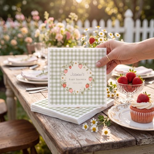 Whimsical Watercolor Strawberry Baby Shower Napkin