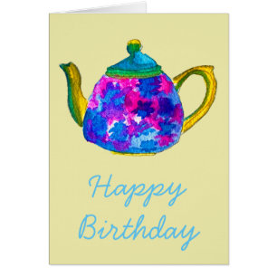 Whimsical watercolor teapot cards