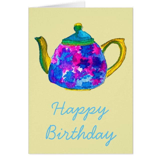 Whimsical watercolor teapot cards (Front)