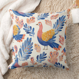 Whimsical Watercolor Turkey –Autumn Thanksgiving 2 Throw Pillow