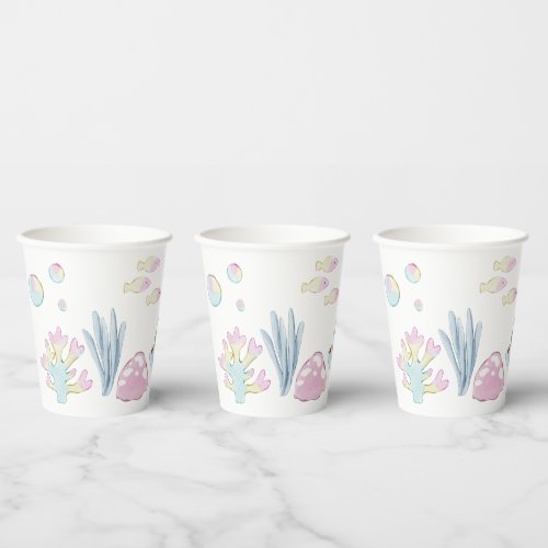 Whimsical Watercolor Under the Sea Paper Cups