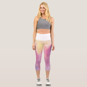 Whimsical Watercolor Wildflower Pattern Women's Le Capri Leggings