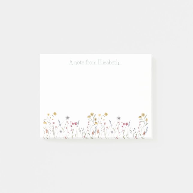 Whimsical Watercolor Wildflower  Post-it Notes (Front)