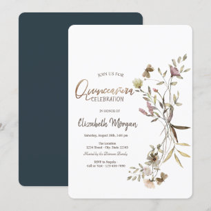 Whimsical Watercolor Wildflower Quinceañera   Invitation