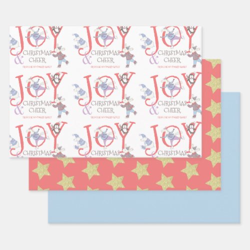 Whimsical Watercolor Winter Animals Holiday Card W Wrapping Paper Sheets