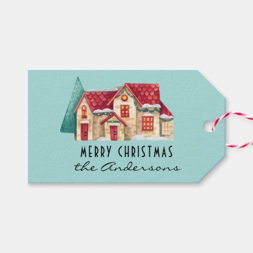 Whimsical Watercolor Winter House Gift Tags
