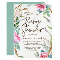 Whimsical Watercolor Wreath Baby Shower Invitation