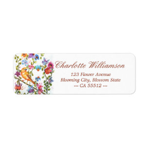Whimsical Watercolor Yellow Bird Address Label