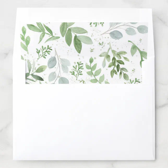 Whimsical Watercolour Greenery Pattern Envelope Liner | Zazzle