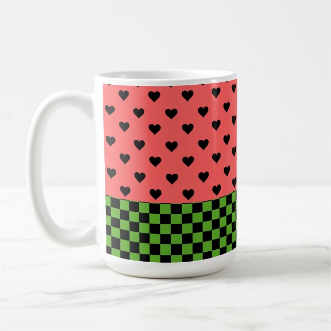 Whimsical Watermelon Colors Patterned  Coffee Mug (Left)