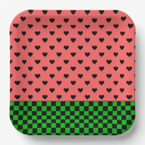 Whimsical Watermelon Colors Patterned  Paper Plates