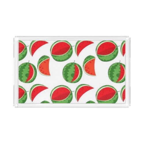 Whimsical Watermelon Pattern Acrylic Tray