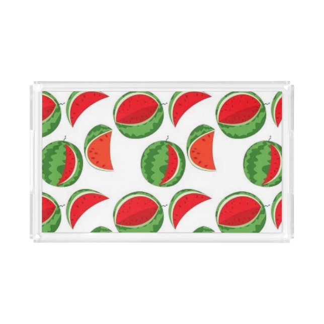 Whimsical Watermelon Pattern Acrylic Tray (Front)