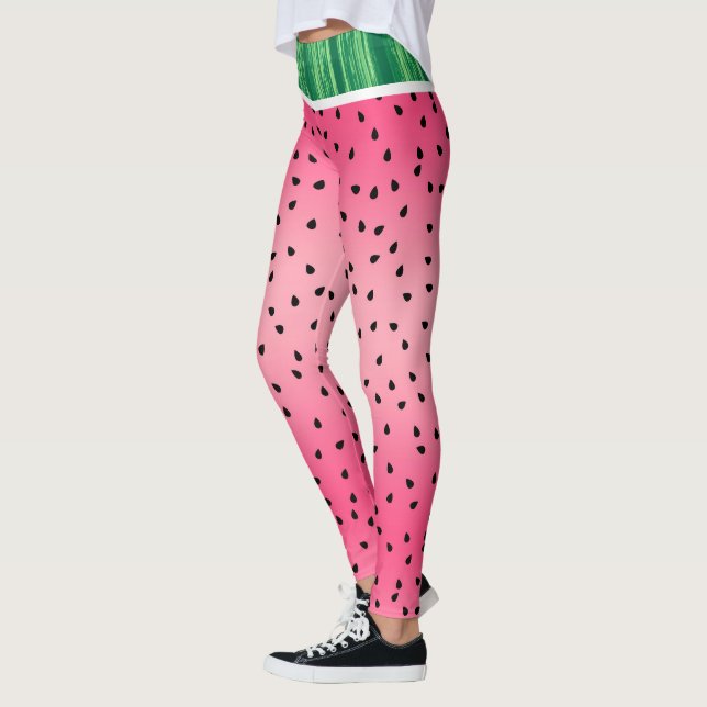 Whimsical Watermelon Summer Fruit Leggings (Left)
