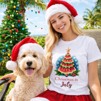 Whimsical Watermelon Tree Christmas in July  T-Shirt