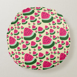 Whimsical Watermelons Cute Summer Fruit Pattern  Round Pillow