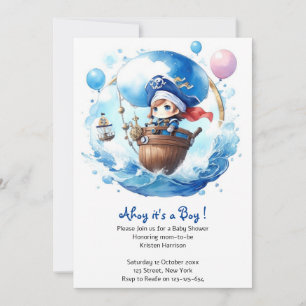 Whimsical Waters: Watercolor Boy Baby Shower Invitation