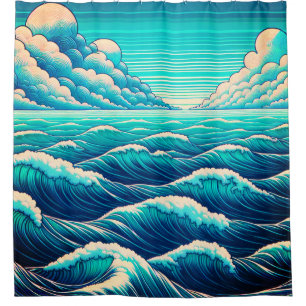 “Whimsical Waves: Ocean Harmony” Shower Curtain