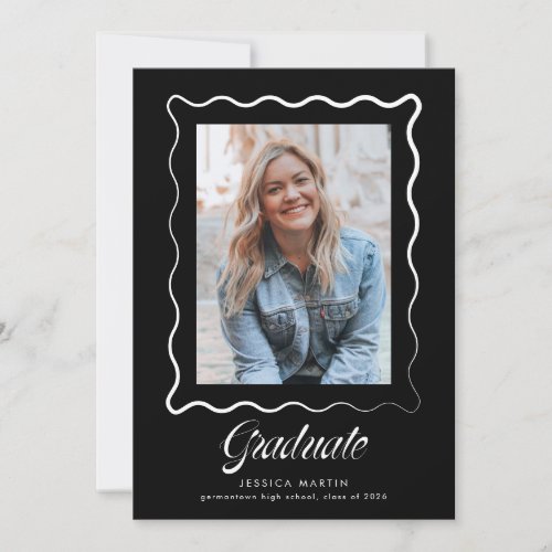 Whimsical Wavy Border Graduation Announcement
