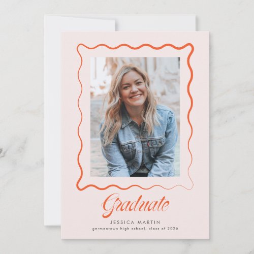 Whimsical Wavy Border Graduation Announcement