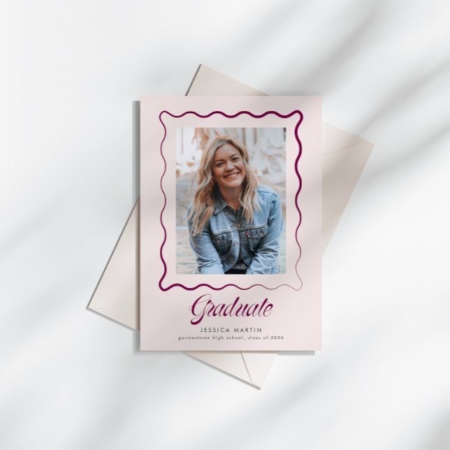 Whimsical Wavy Border Graduation Announcement (Creator Uploaded)