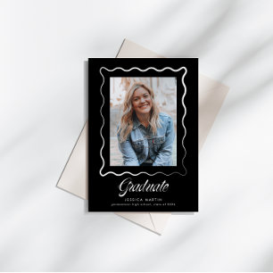 Whimsical Wavy Border Graduation Announcement