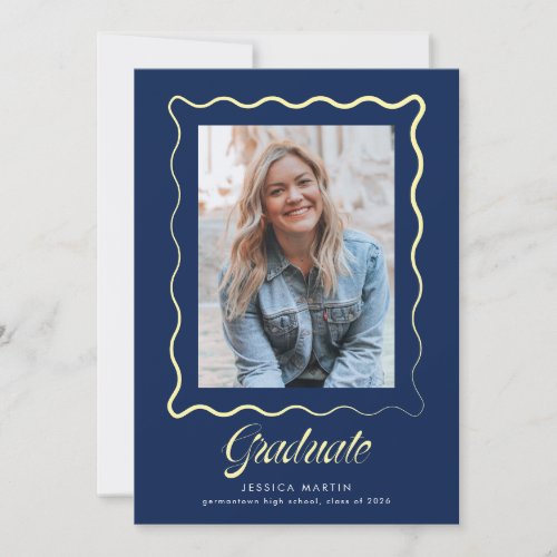 Whimsical Wavy Border Graduation Announcement