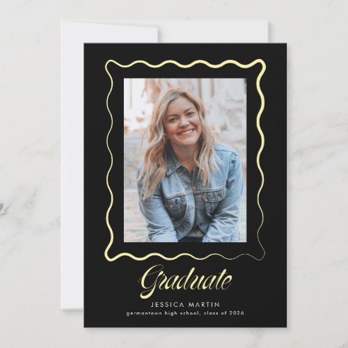 Whimsical Wavy Border Graduation Announcement