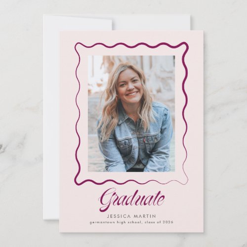 Whimsical Wavy Border Graduation Announcement