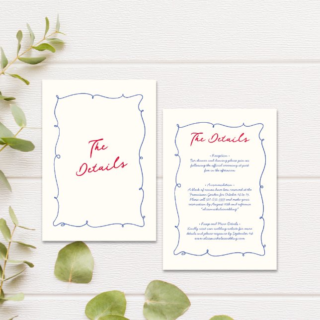 Whimsical Wavy Border & Script Wedding Details Enclosure Card (Creator Uploaded)