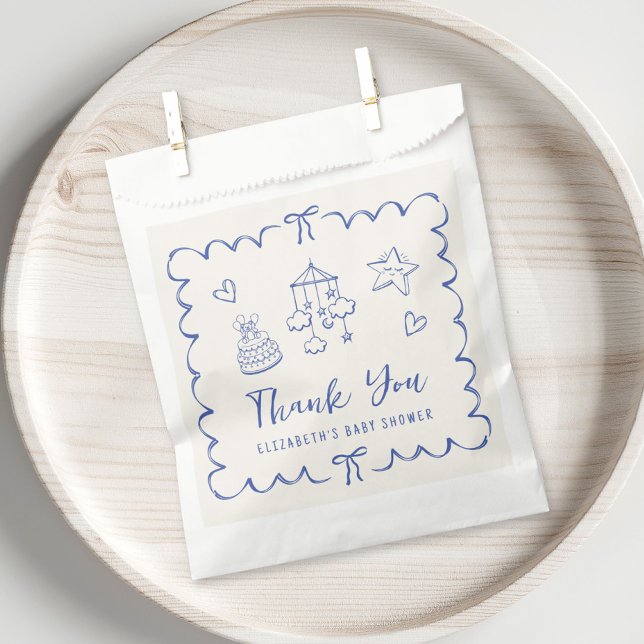 Whimsical Wavy Frame Baby Boy Shower Thank You Favor Bag (Creator Uploaded)