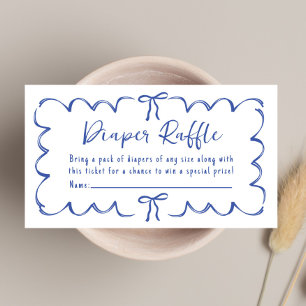 Whimsical Wavy Frame Diaper Raffle Baby Boy Shower Enclosure Card