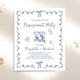 Whimsical Wavy Frame Engagement Party Invitation