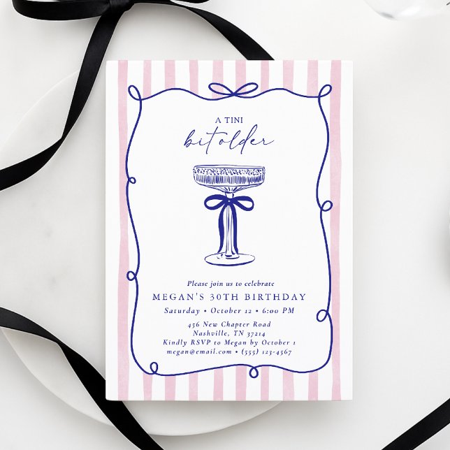 Whimsical Wavy Frame Tini Bit Older 30th Birthday  Invitation (Creator Uploaded)