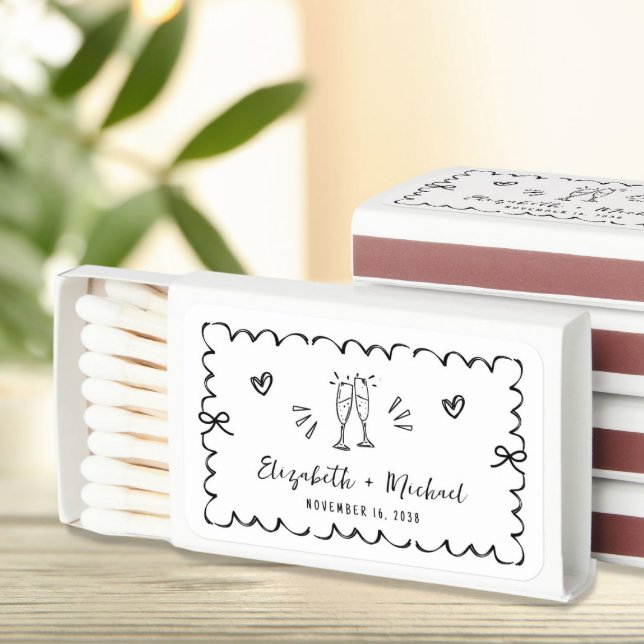 Whimsical Wavy Frame Wedding Matchboxes (Creator Uploaded)