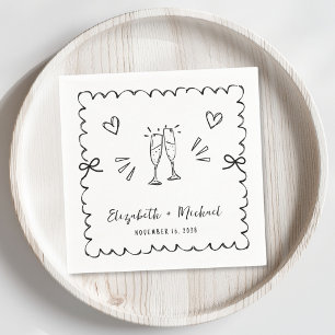 Whimsical Wavy Frame Wedding Napkins
