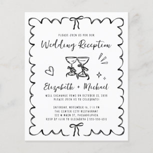 Whimsical Wavy Frame Wedding Reception Invitation