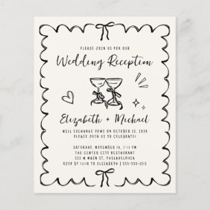 Whimsical Wavy Frame Wedding Reception Invitation